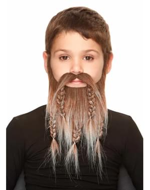 Moustache et barbe brune avec tresses enfant