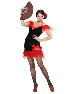 Costum de seviliană roșu cu negru pentru femeie