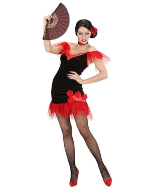Costum de seviliană roșu cu negru pentru femeie