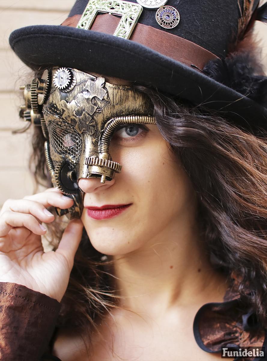 Adults' steampunk half face mask. Express delivery Funidelia