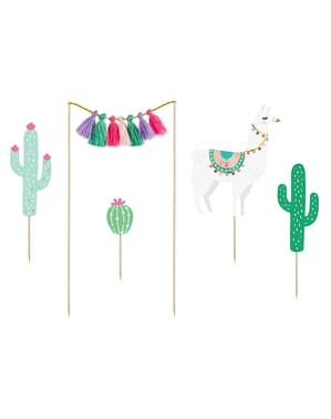 5 ornamente pentru tort – Llama Party