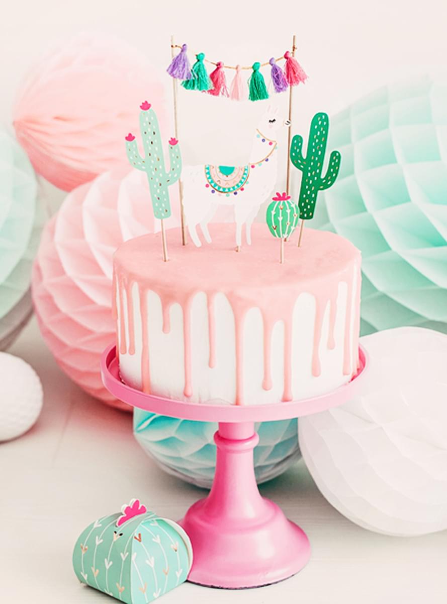 5 Llama Cake Toppers - Llama Party