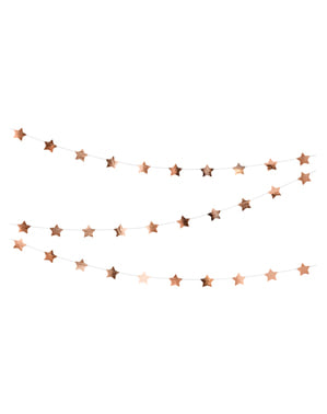 ローズゴールドの星ガーランド飾り（３．６ｍ）