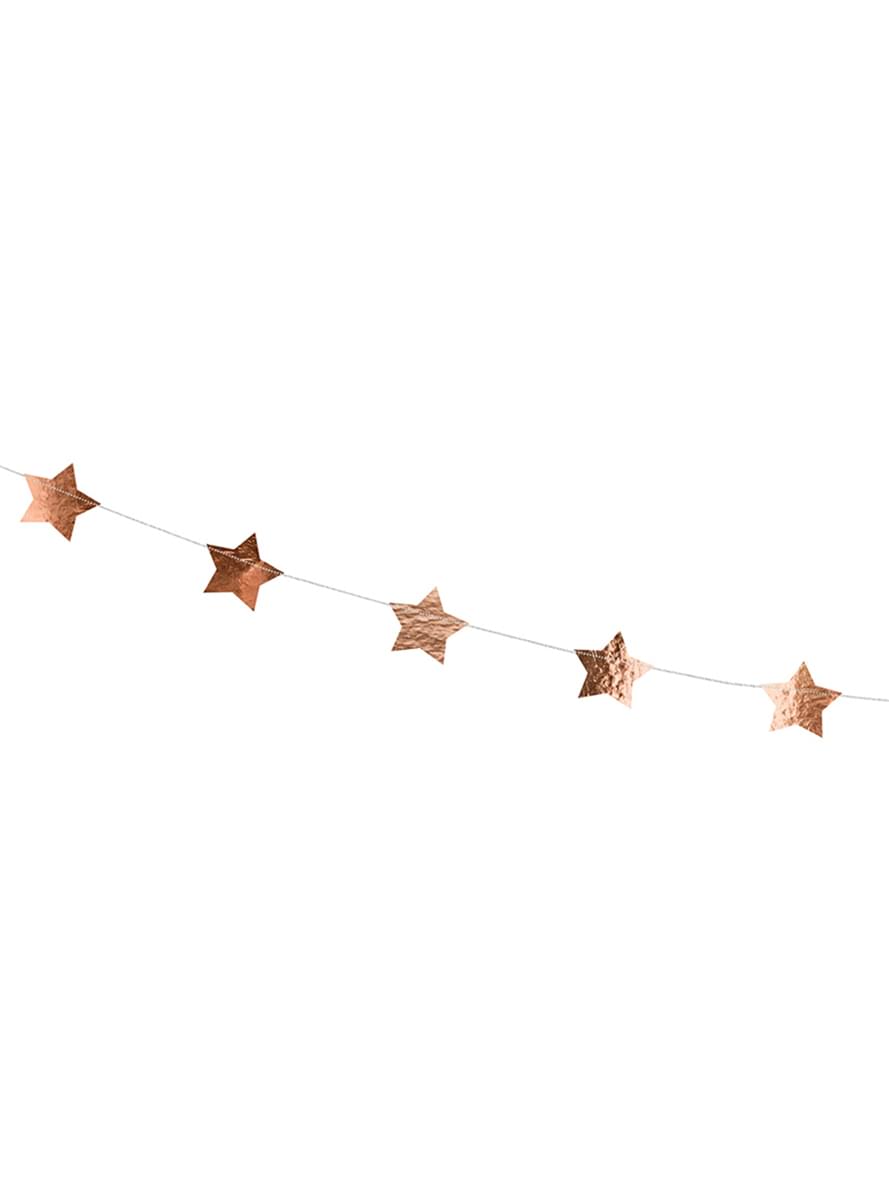Grinalda com estrelas rosa dourado 
