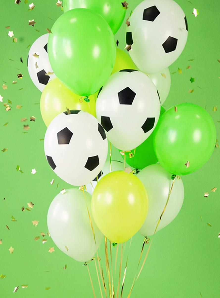 6 palloncini a forma di pallone da calcio (30 cm) per feste e compleanni Funidelia