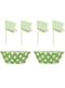 24 moules à cupcakes + 24 cake toppers couleur vert citron et pois