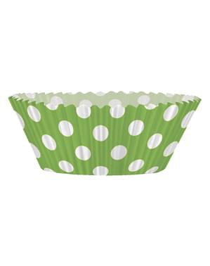 24 moules à cupcakes + 24 cake toppers couleur vert citron et pois