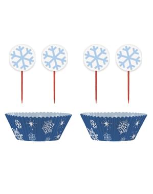 24 Cupcake Capsules + 24 Snowflake Toppers - White Snowflakes