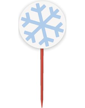 24 cupcakeformar + 24 dekorationspinnar med snöflingor - White Snowflakes