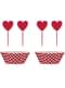 24 Cápsulas de cupcake + 24 toppers de coração
