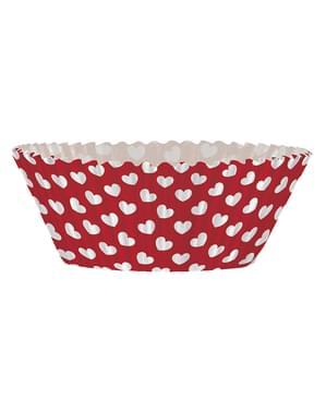 24 Cupcake Förmchen + 24 Herz Deko-Stäbchen