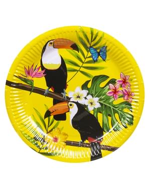 6 diskar með fæðar (16 cm) - Toucan Party