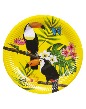6 Tukan Pappteller (16 cm) - Toucan Party