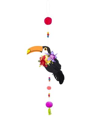 Toucan hanging decoration with feathers - Toucan Party