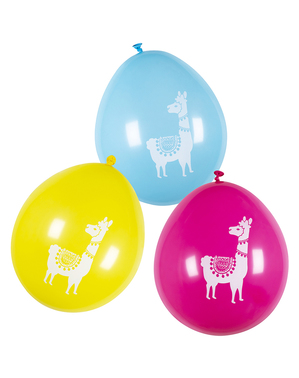 6 lama forskellige farvede latexballoner (25 cm) - Lovely Llama