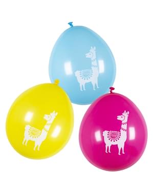 6 llama assorterte fargede latex ballonger (25 cm) - Lovely Llama