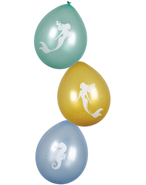 6 balões de látex de sereias - Mermaid Collection