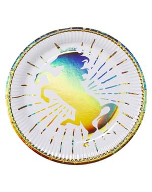 6 platos de unicornios dorados (23 cm) - Magic Unicorn