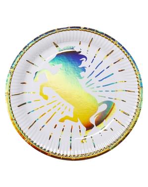 6 златисти чинии с еднорози (23 cm) – Magic Unicorn