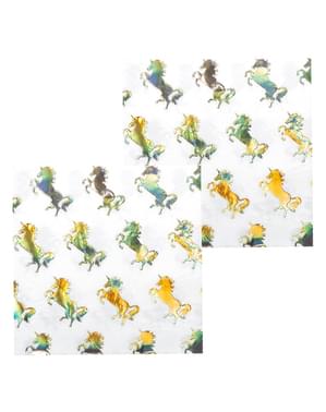 12 gouden eenhoorn servetten (33x33 cm) - Magic Unicorn