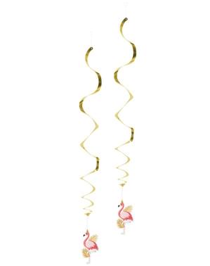 フラミンゴ・パーティー　ピンクと金のフラミンゴの吊るし飾り