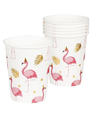 6 glass med flamingoer - Flamingo Fest