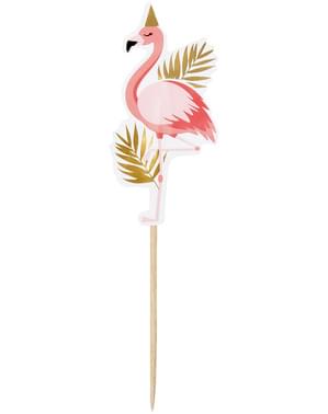 12 decoratieve flamingo stokjes - Flamingo Party