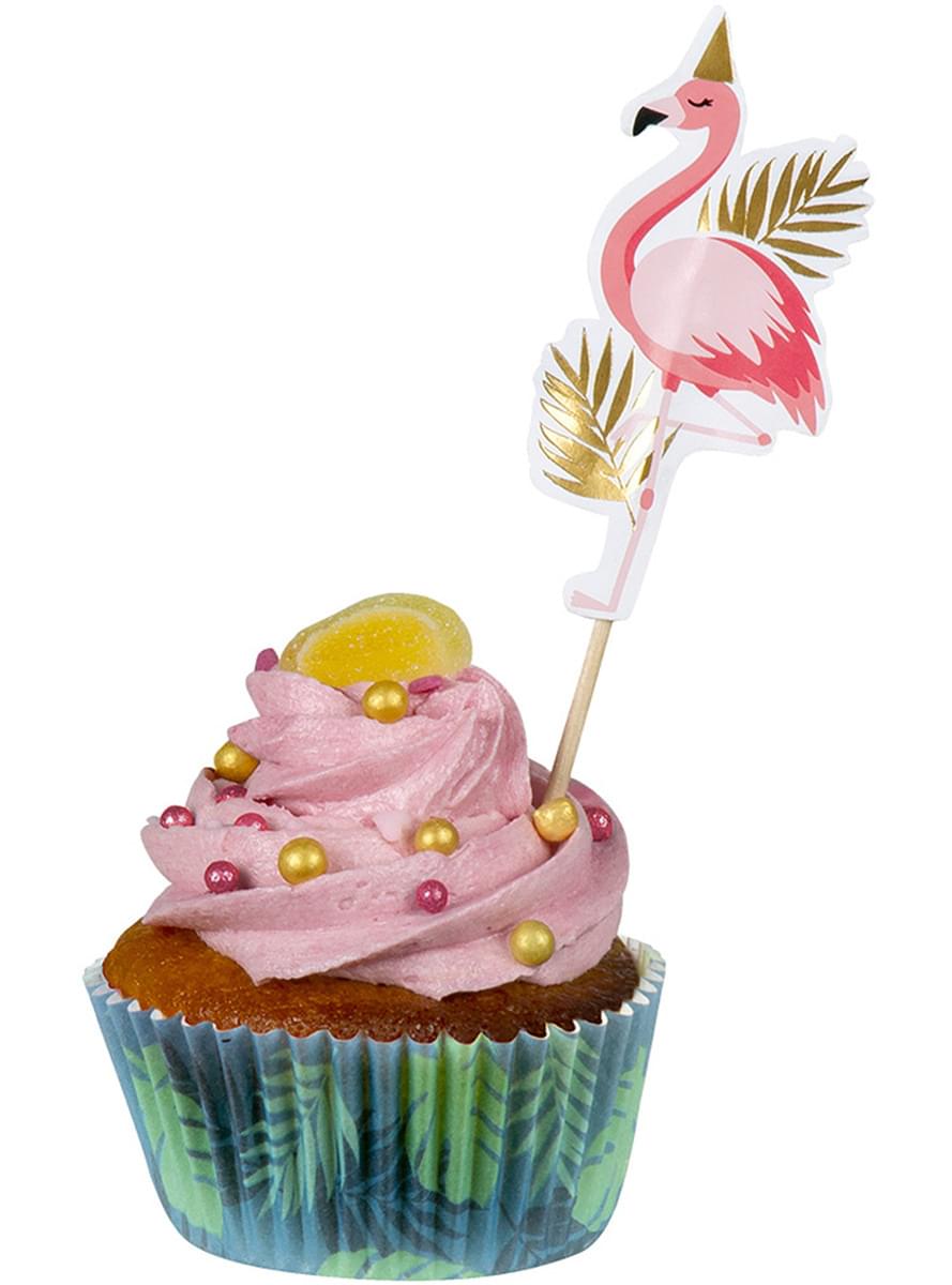 50 palminog lišća cupcake slučajevima - Flamingo stranka