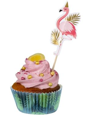 50 Cupcake Förmchen mit Palmenblättern - Flamingo Party