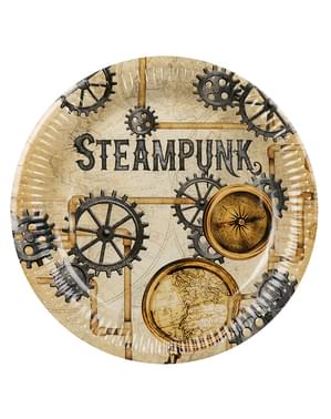 6 diskar Steampunk brúnt (23 cm) - Steampunk Collection