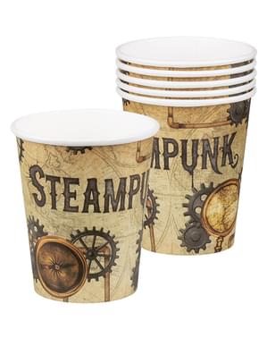 6 Steampunk-bekers in bruin - Steampunk-collectie