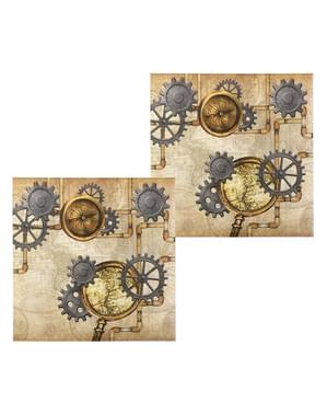 12 servítok Steampunk v hnedej farbe (33 x 33 cm) - Steampunk Collection