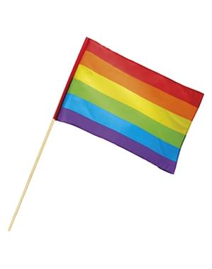 Flagga med regnbåge på pinne