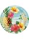 6 Pappteller mit Blumen und Ananas (23 cm) - Paradise Collection