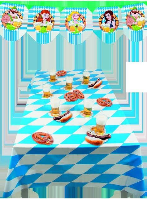 Oktoberfest table cover in blue and white