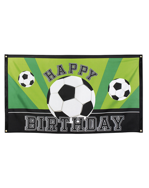 флаг «С Днем Рождение» с футбольными мячами