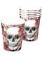 6 cups with skeletons and flowers