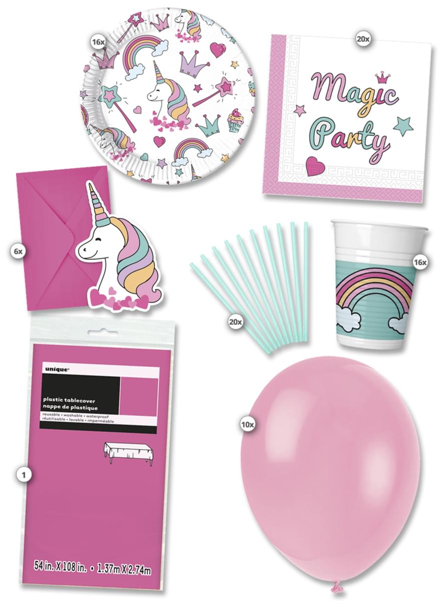 Unicorn Magic Party premium party kit for 16 people 