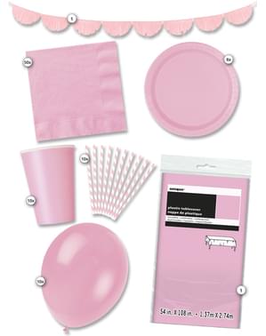 Kit anniversaire rose 8 personnes premium