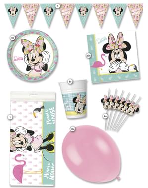 Kit de festa Minnie Mouse Tropical 8 pessoas premium