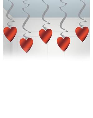 Bag of 5 Decorative Hanging 60cm Hearts