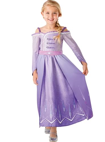 Disfraz de princesa de nieve para niñas pequeñas con horquilla (7-8  años/15.7 in, morado)