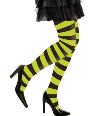 Women's Green and Black Stripy Tights