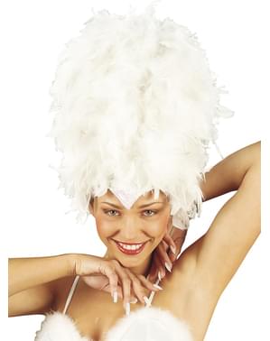 White Headdress with Feathers and Sequins