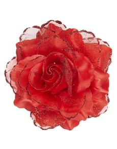 Flor vermelha para o cabelo