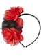 Diadem med blommor svarta och röda för vuxen