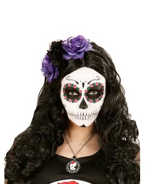 Adult's Headband with Black and Purple Flowers