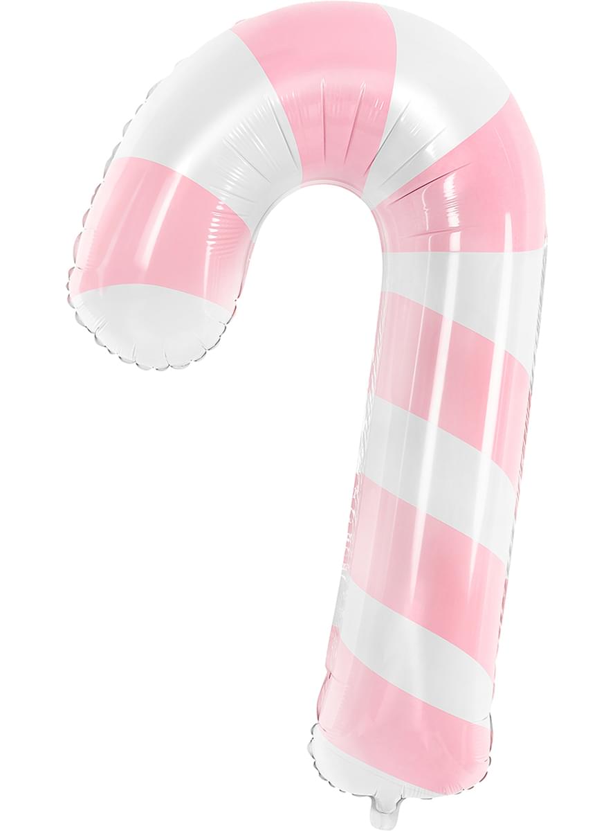 Globo bastón de caramelo rosa y blanco (74 cm)