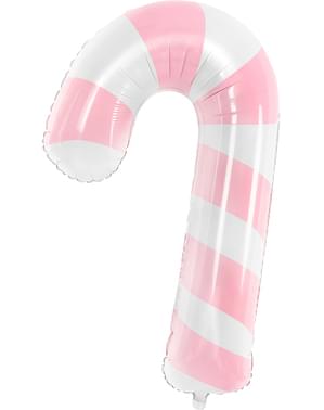 Balão bengala de caramelo rosa e branco (74 cm)