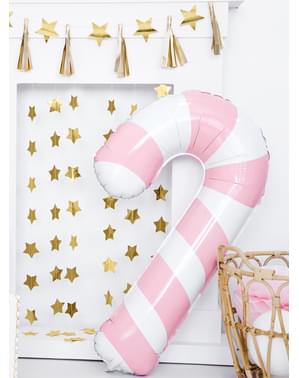 Ballon canne à sucre rose et blanc (74 cm)